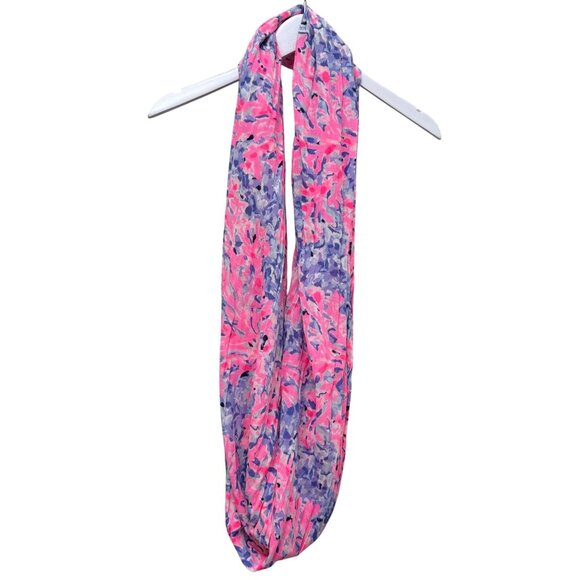 Lilly Pulitzer Resort Infinity Scarf Cotton Preppy Pink Blue Print Loop - Picture 4 of 6